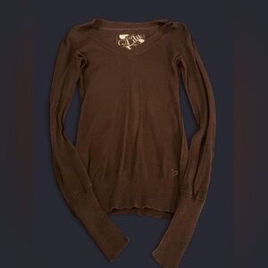 Lilu Chocolate V-Neck Women's Sweater
